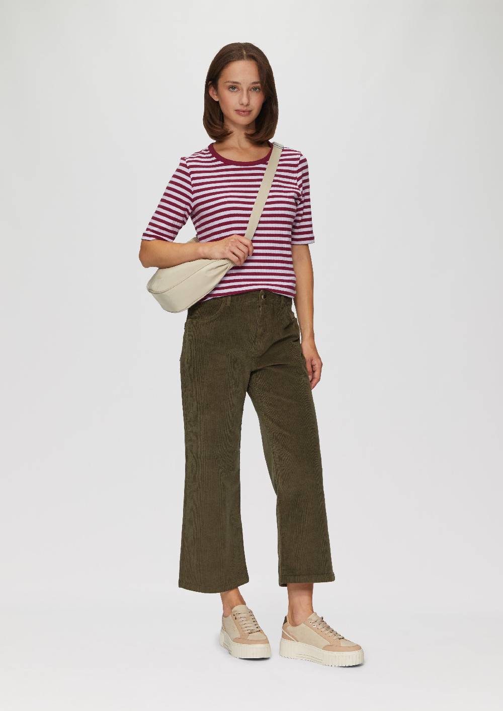 S.Oliver Geripptes Shirt Mit Halblangen Ärmeln