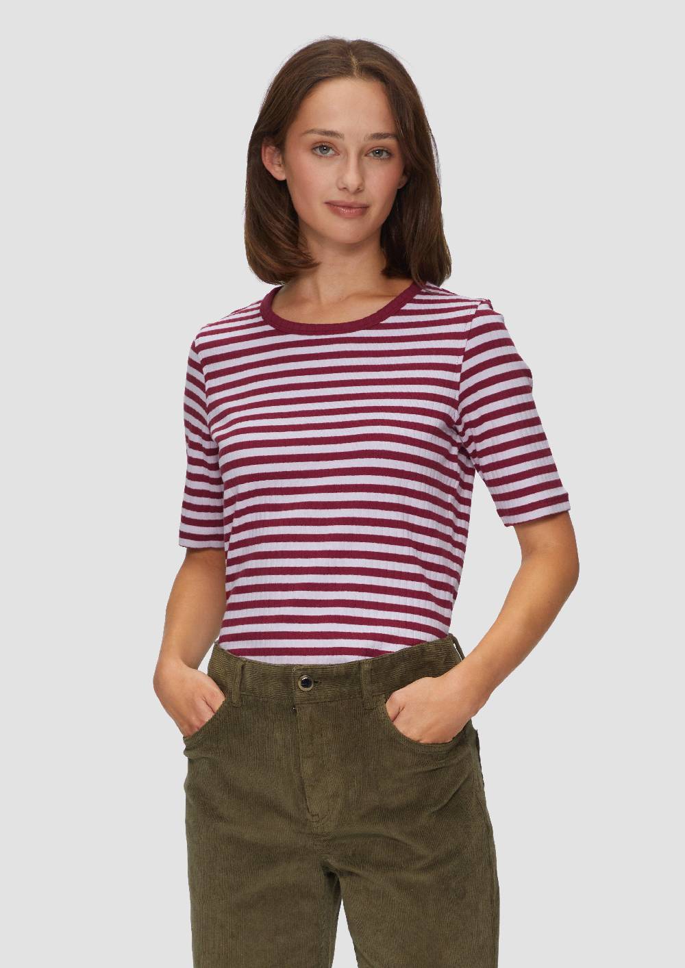 S.Oliver Geripptes Shirt Mit Halblangen Ärmeln