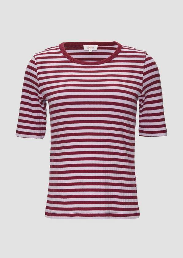 s.Oliver Geripptes Shirt mit halblangen Ärmeln