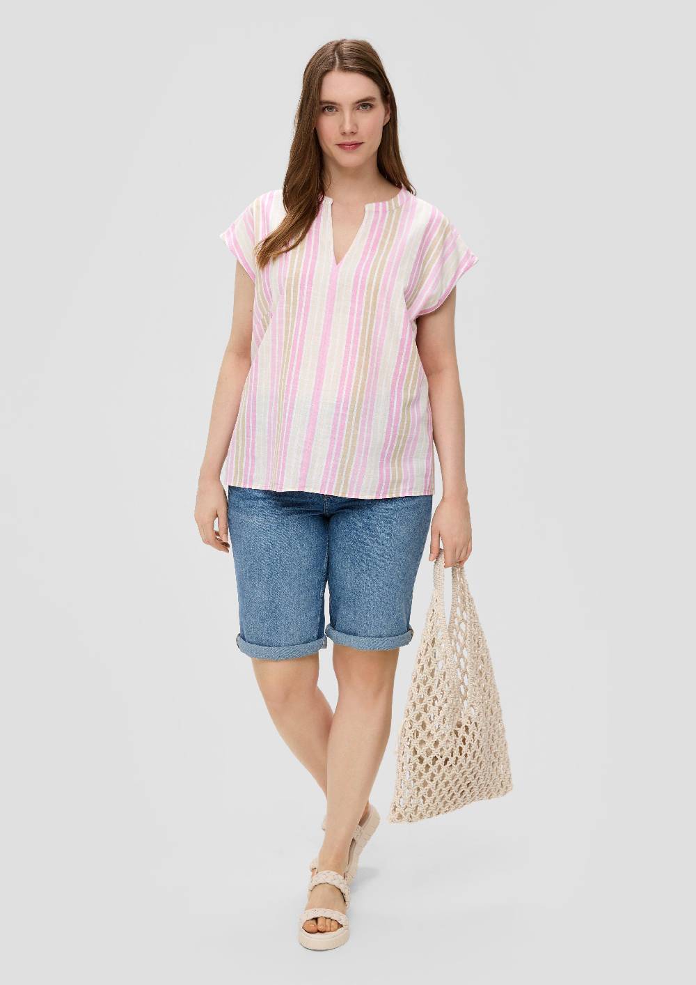 S.Oliver Gestreifte Baumwoll-Bluse Im Relaxed Fit