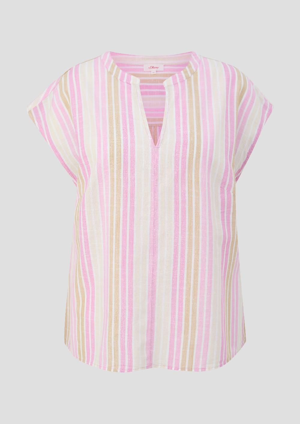 S.Oliver Gestreifte Baumwoll-Bluse Im Relaxed Fit