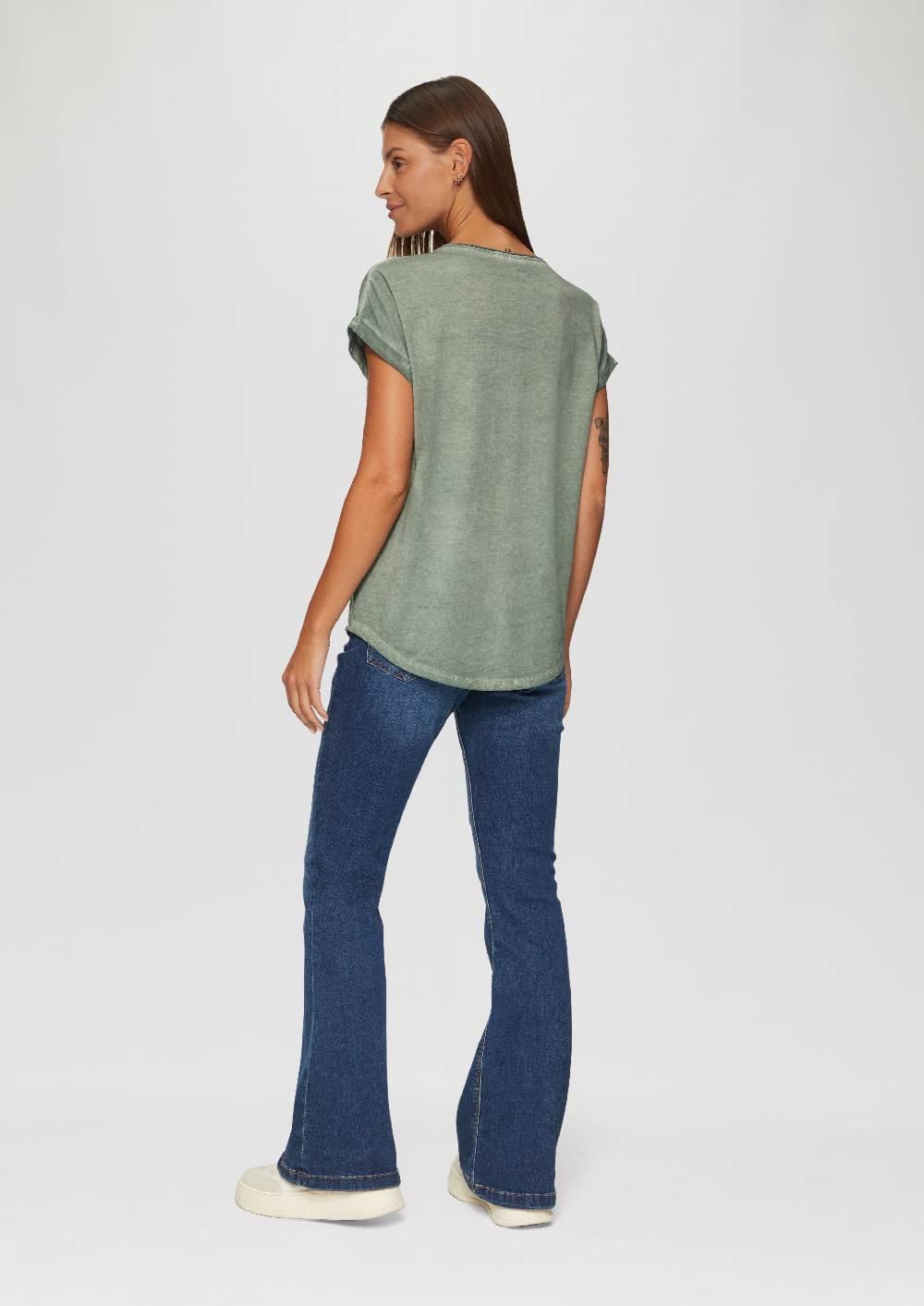 S.Oliver Gewaschenes T-Shirt Mit Frontprint