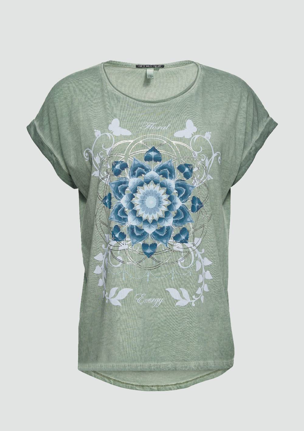 S.Oliver Gewaschenes T-Shirt Mit Frontprint