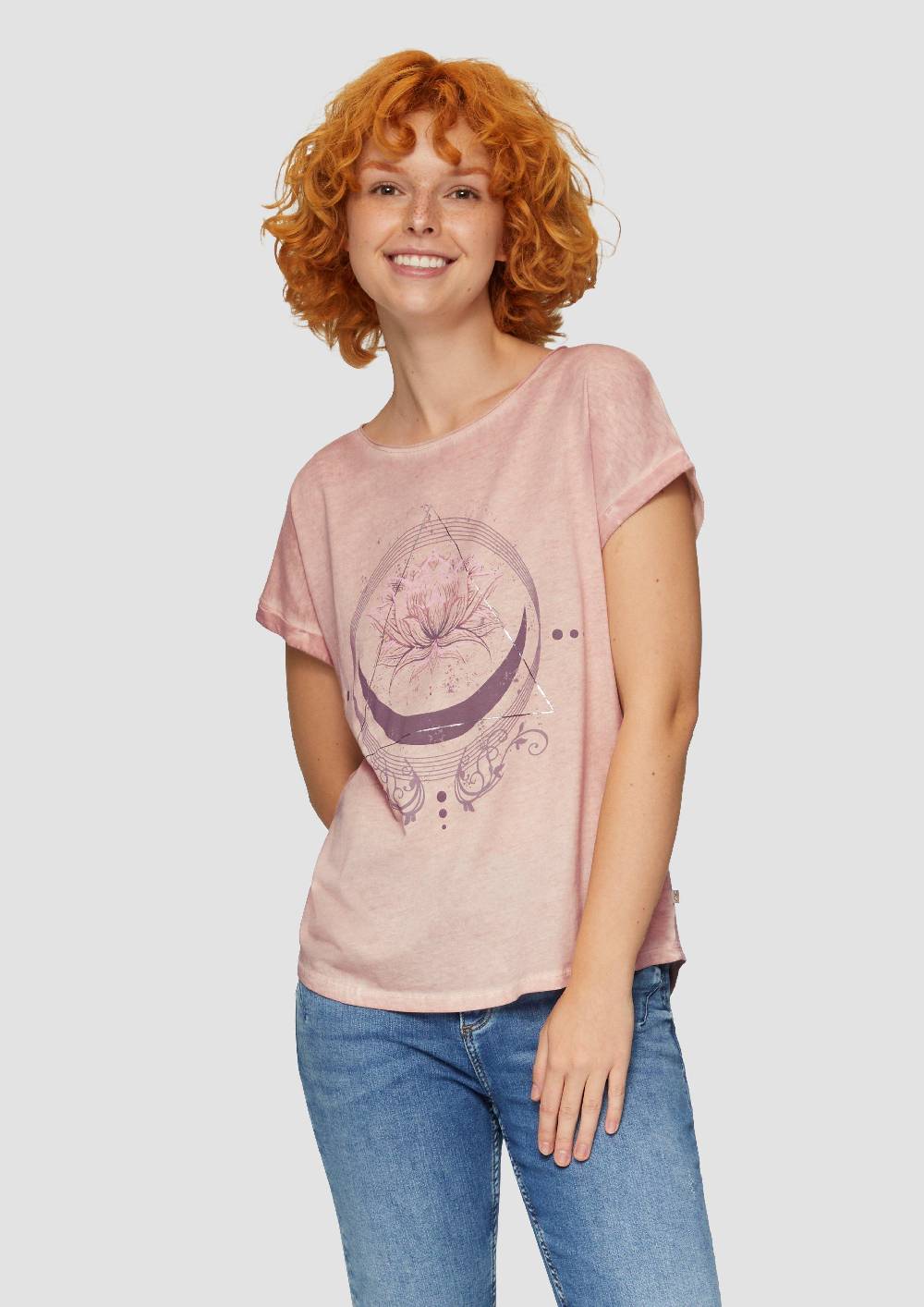 S.Oliver Gewaschenes T-Shirt Mit Frontprint