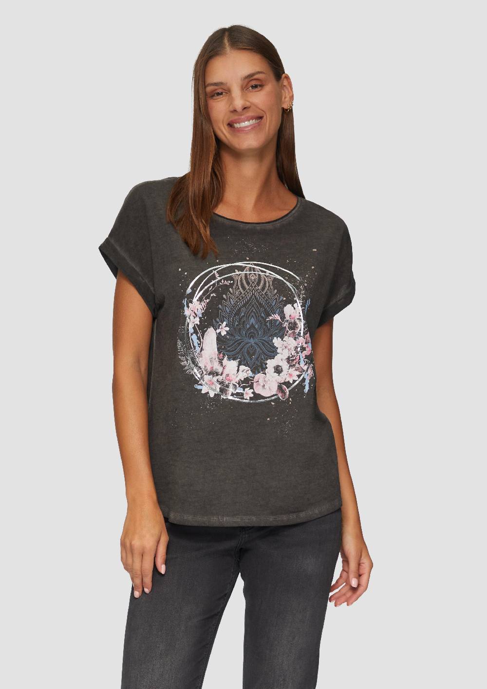 S.Oliver Gewaschenes T-Shirt Mit Frontprint