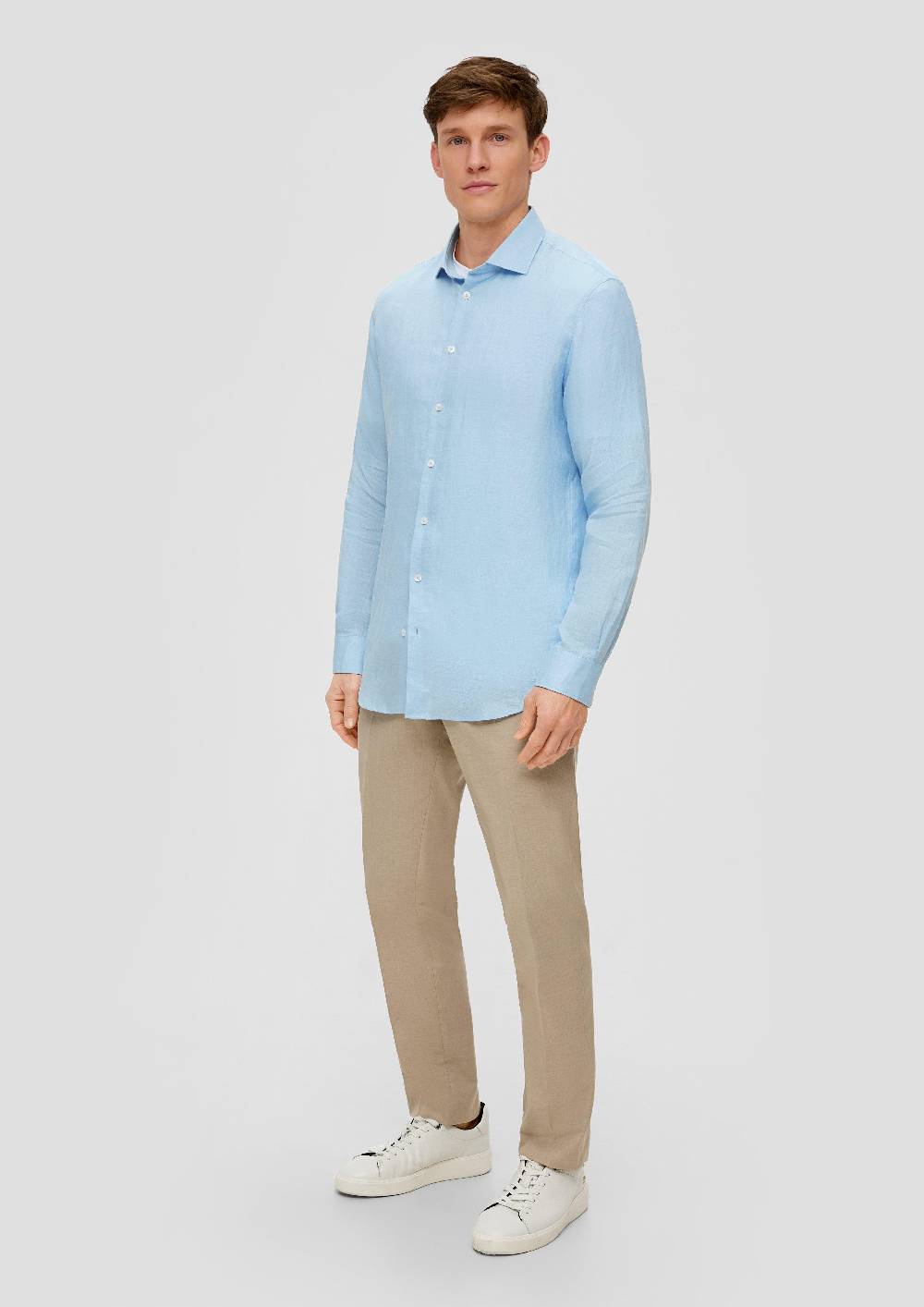 S.Oliver Glänzendes Tailored Fit Hemd Aus Leinen
