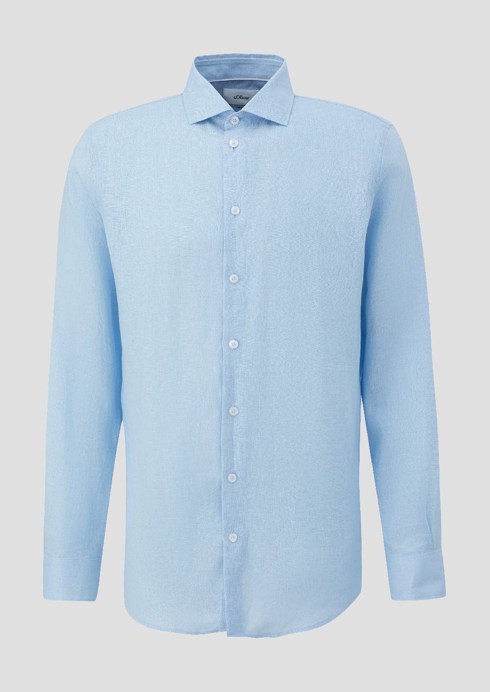 S.Oliver Glänzendes Tailored Fit Hemd Aus Leinen