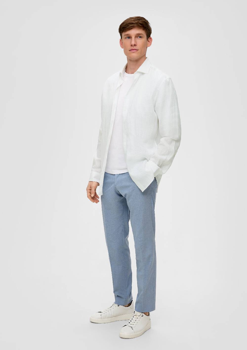 S.Oliver Glänzendes Tailored Fit Hemd Aus Leinen
