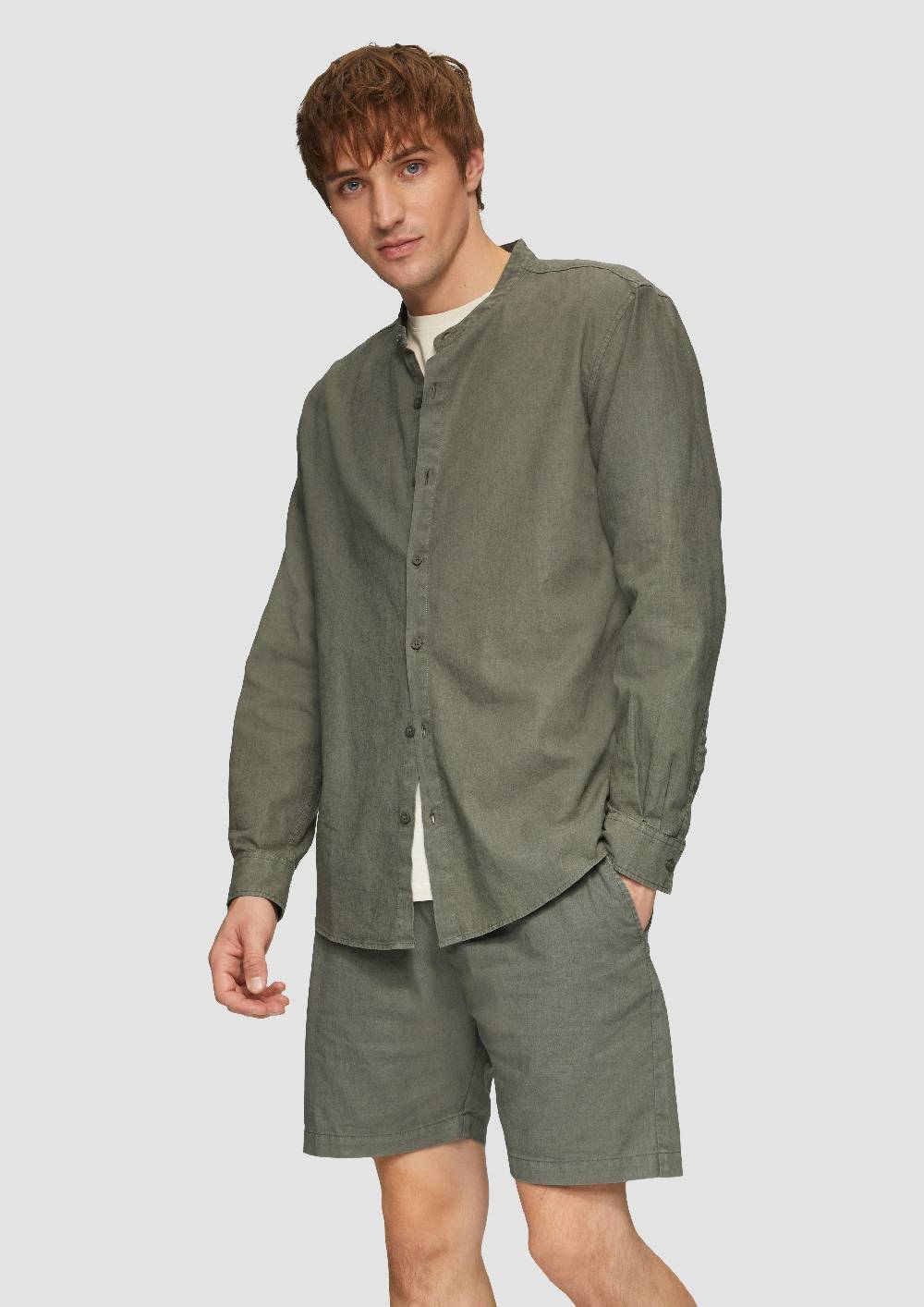 S.Oliver Hemd Aus Leinenmix Mit Garment Dye