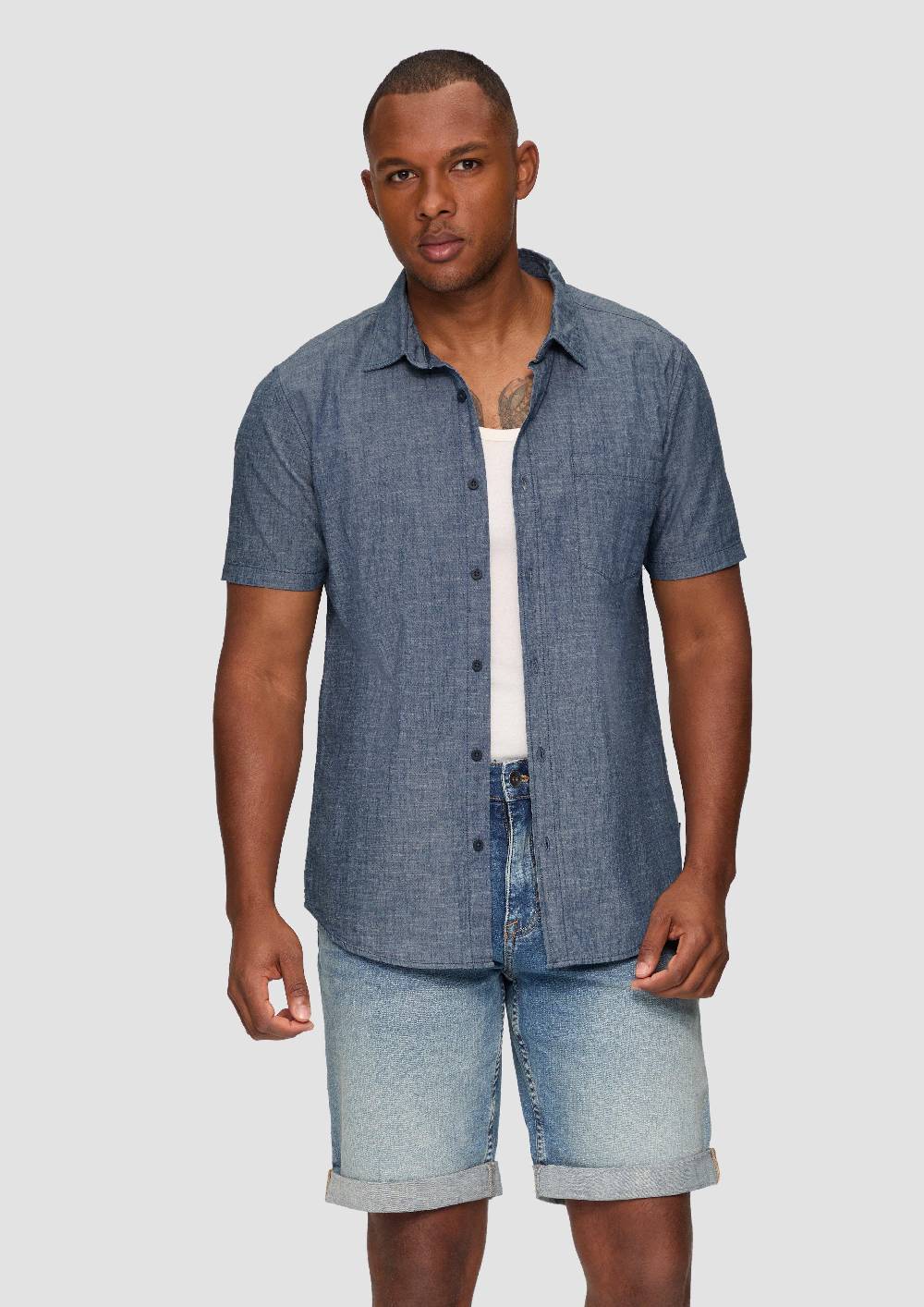 S.Oliver Hemd Im Slim Fit Und Denim-Look