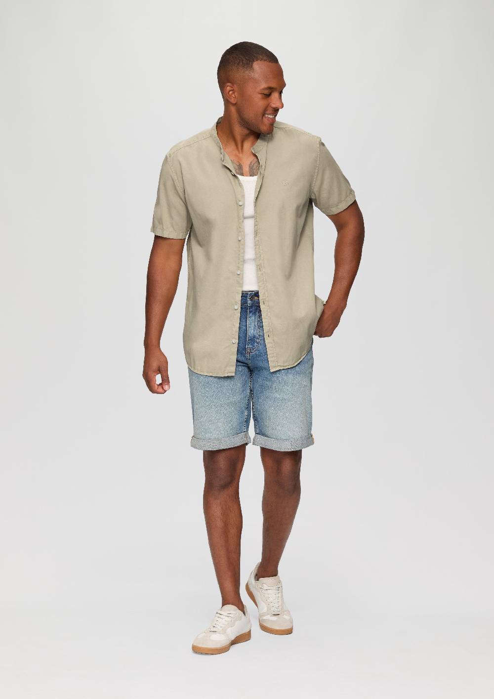 S.Oliver Hemd Mit Stehkragen Und Garment Dye