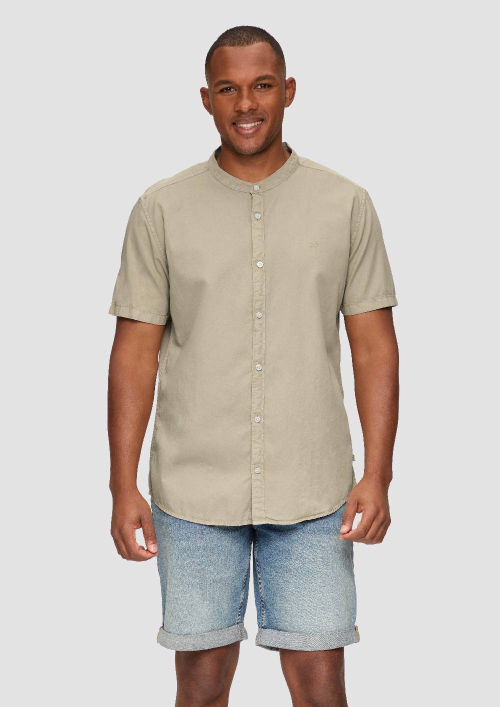 S.Oliver Hemd Mit Stehkragen Und Garment Dye