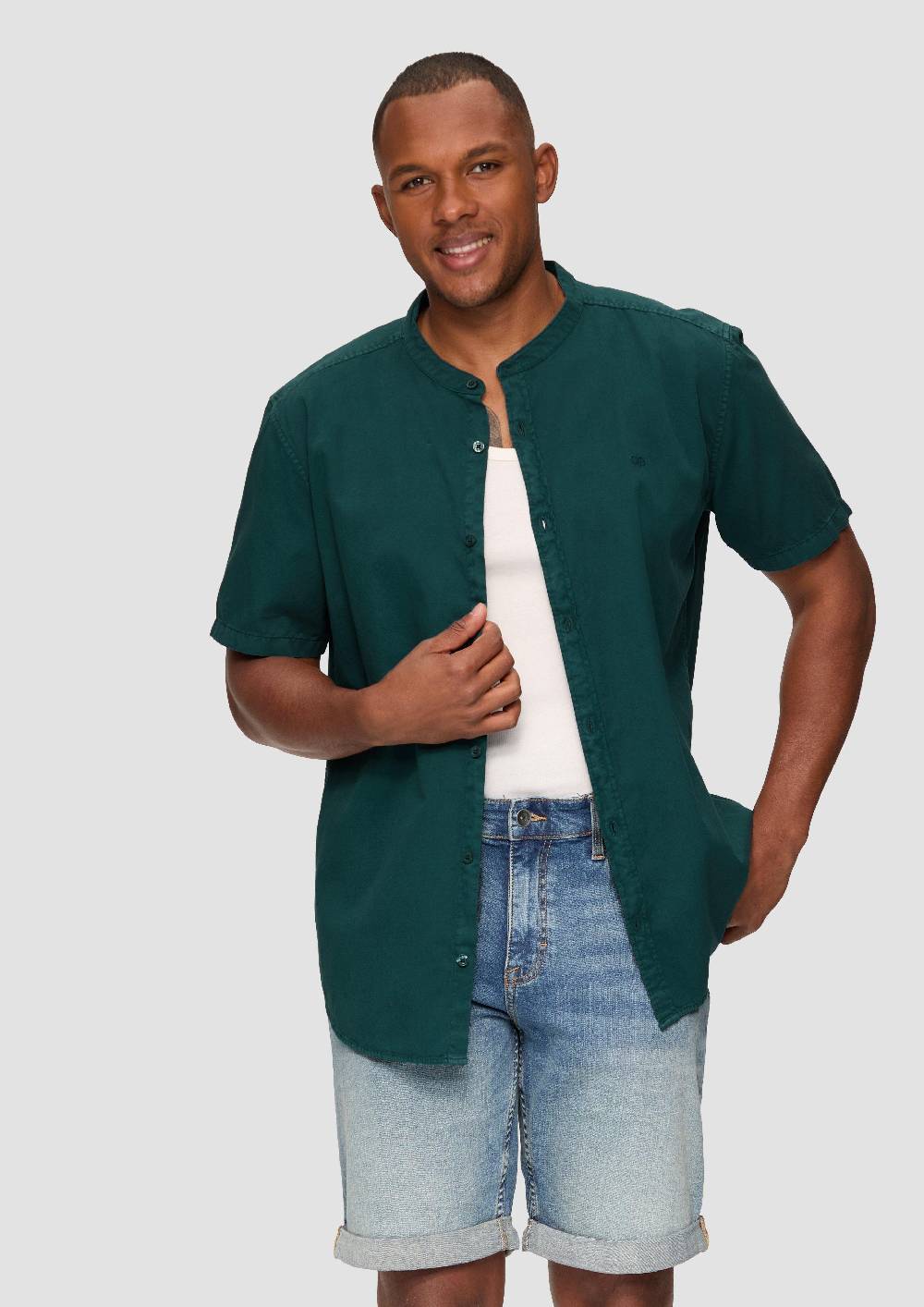 S.Oliver Hemd Mit Stehkragen Und Garment Dye