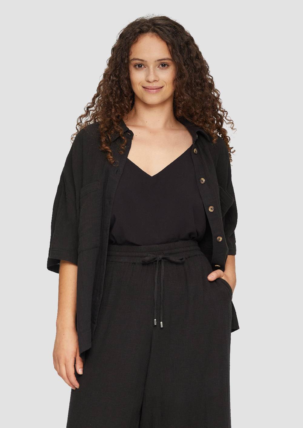 S.Oliver Hemdbluse Aus Baumwolle In Kurzer Länge