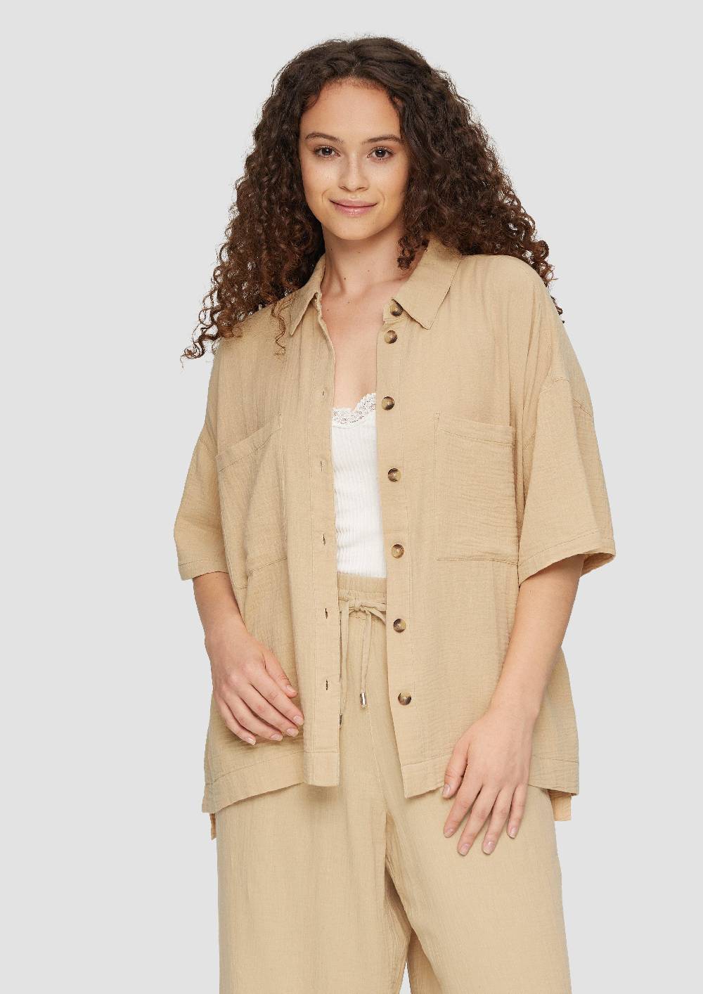 S.Oliver Hemdbluse Aus Baumwolle In Kurzer Länge