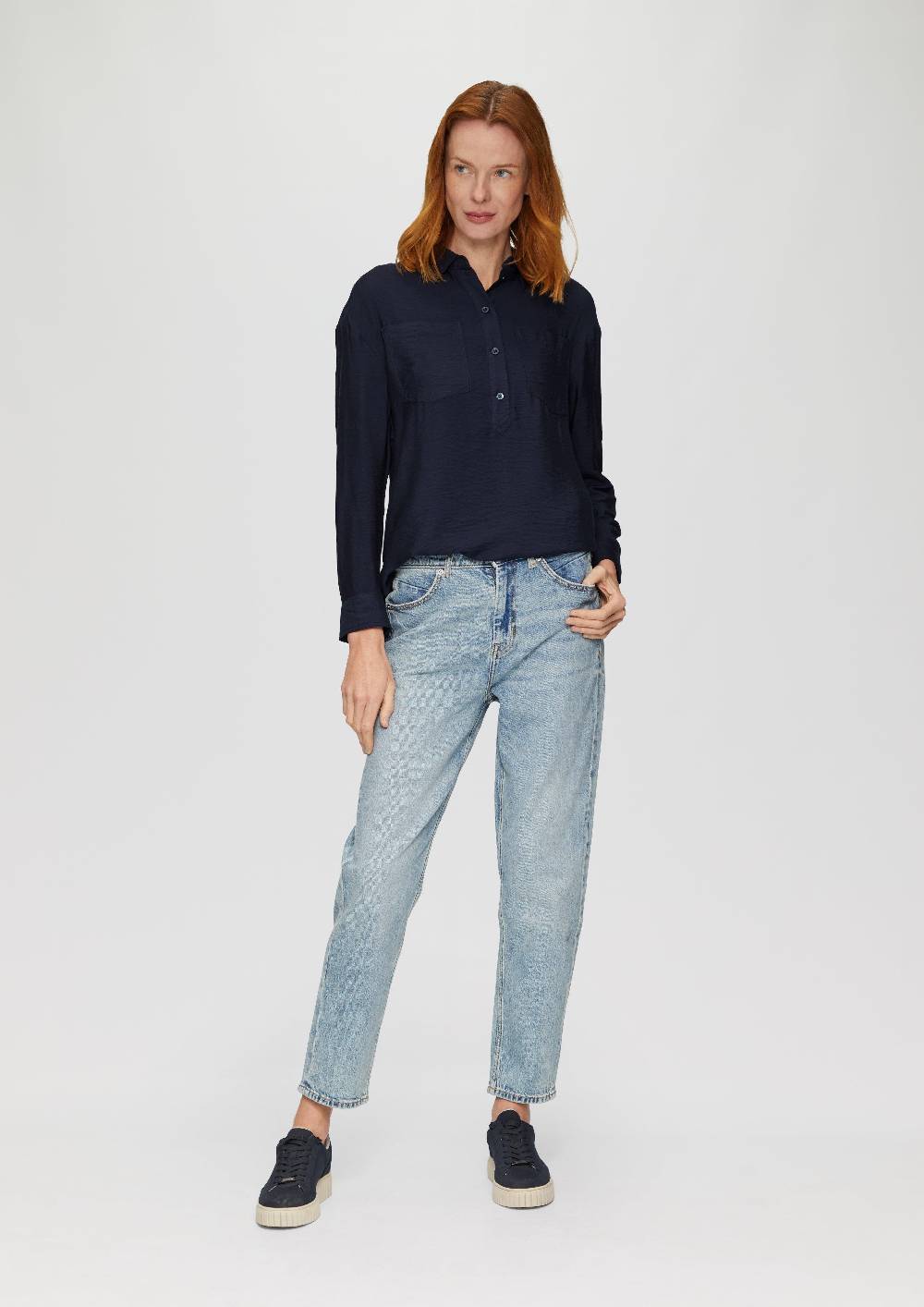 S.Oliver Hemdkragenbluse Aus Viskosemix