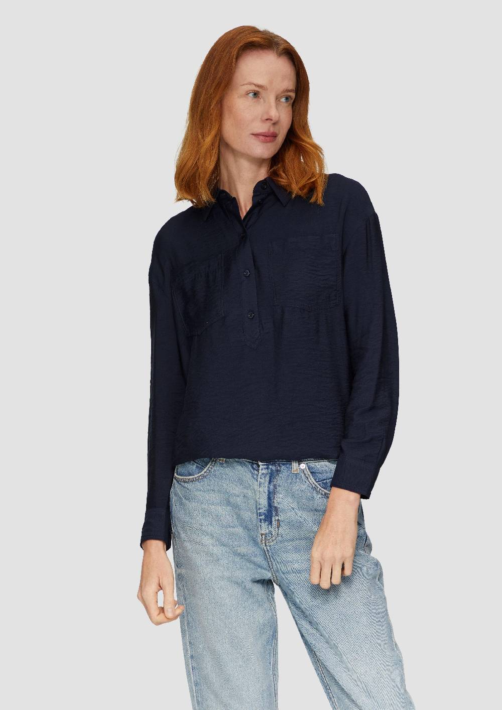 S.Oliver Hemdkragenbluse Aus Viskosemix