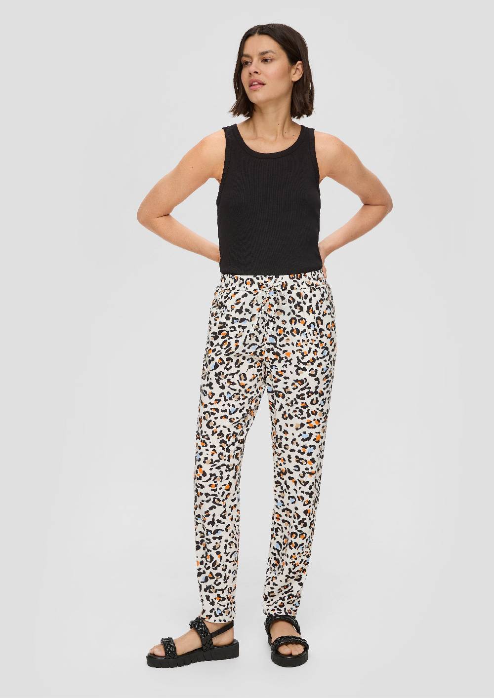 S.Oliver Hose Aus Reiner Viskose Mit Artwork-Print