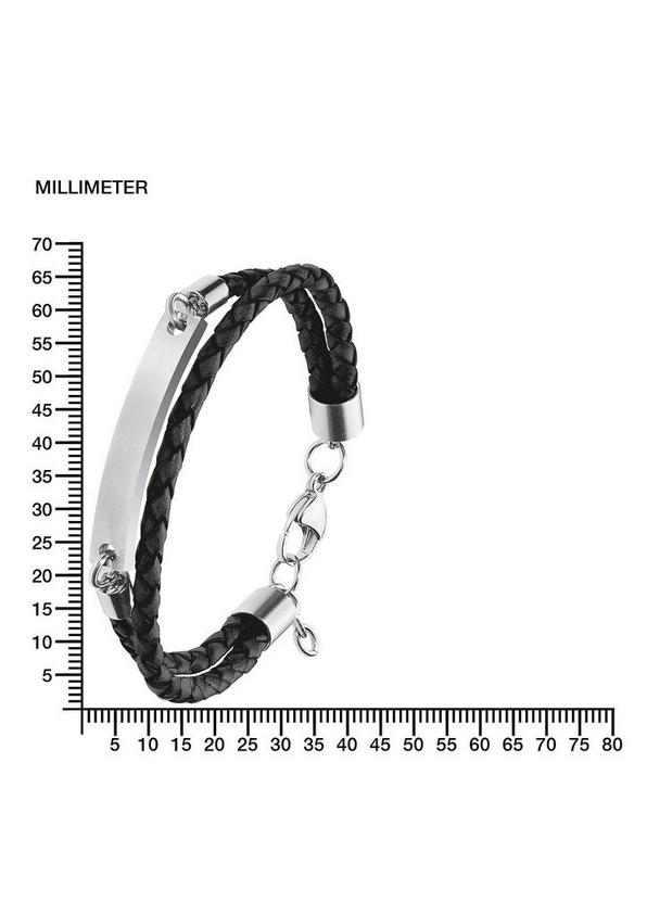 s.Oliver ID-Armband aus Leder mit Edelstahl