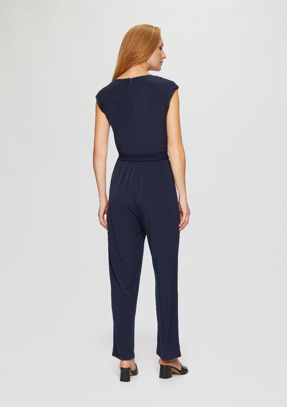 S.Oliver Jersey-Jumpsuit Mit Falte Und Bindegürtel