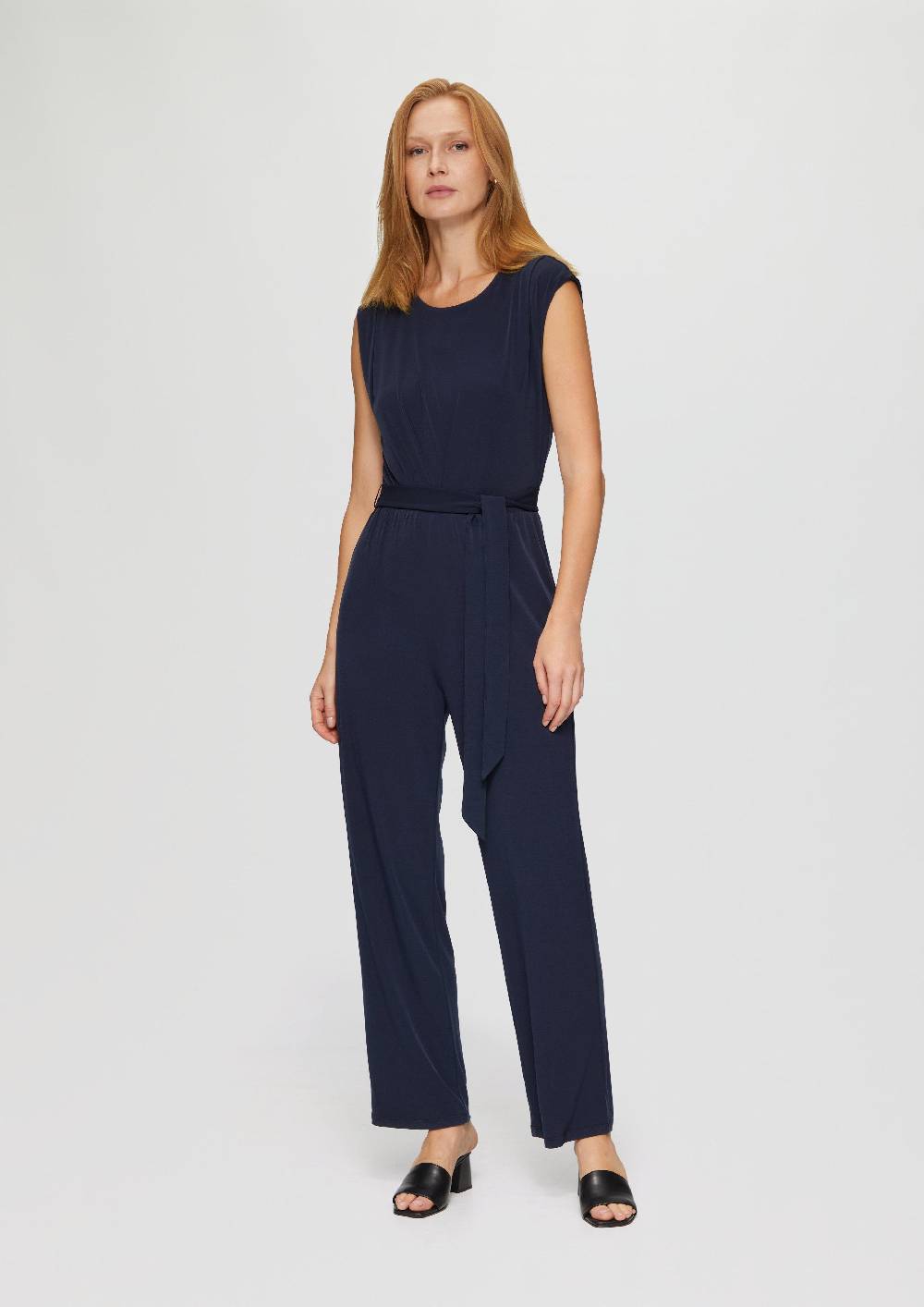 S.Oliver Jersey-Jumpsuit Mit Falte Und Bindegürtel