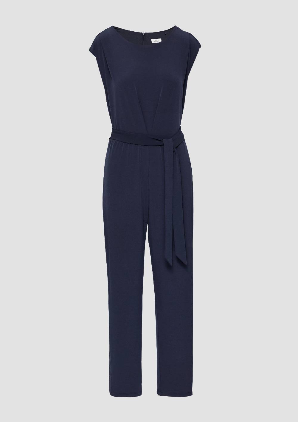 S.Oliver Jersey-Jumpsuit Mit Falte Und Bindegürtel