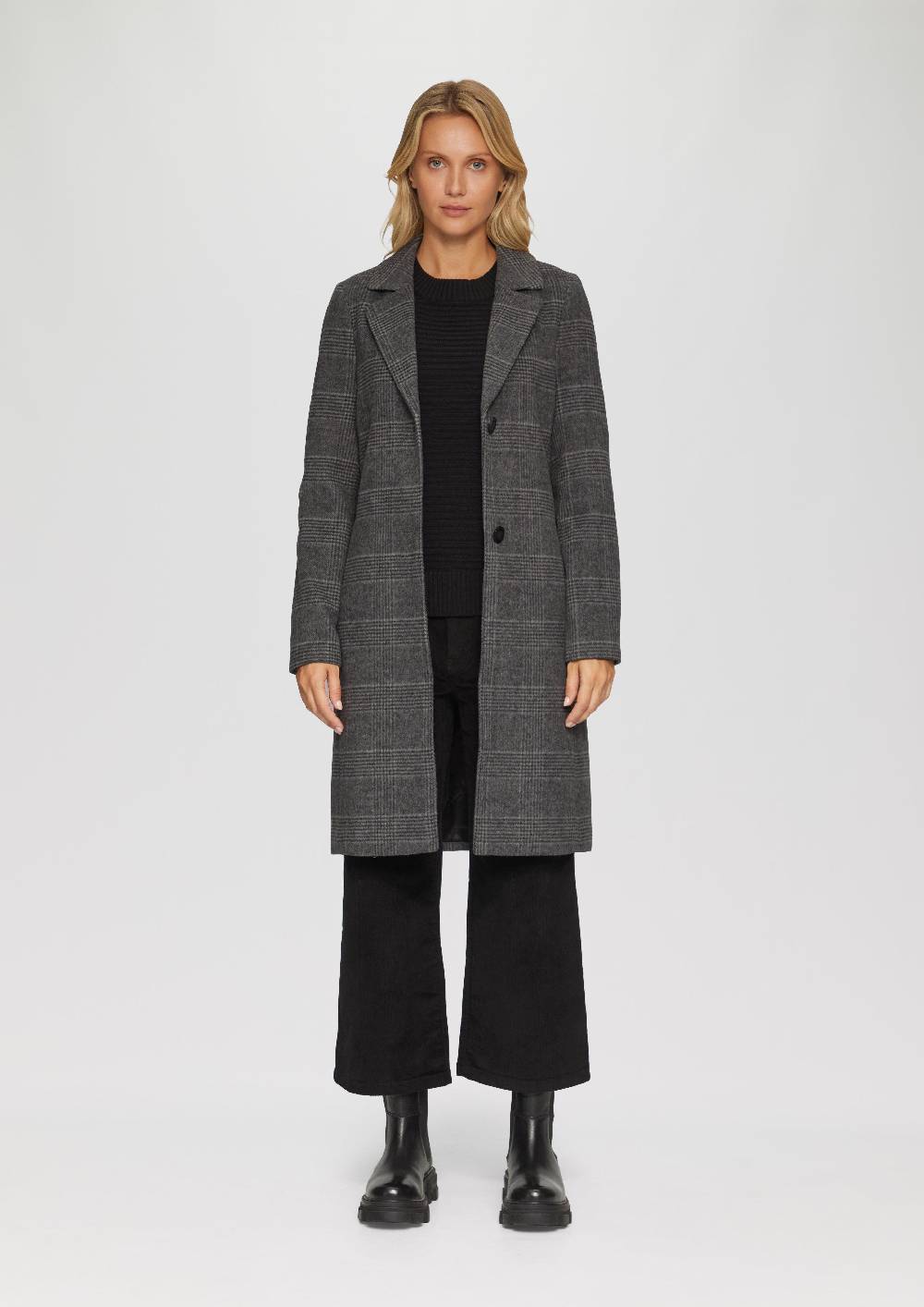 S.Oliver Karierter Mantel Aus Wollmix