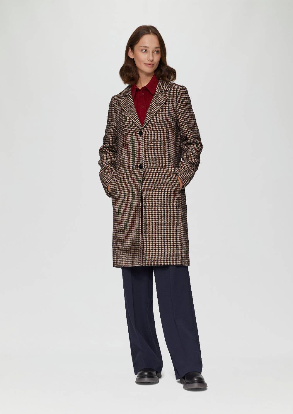 S.Oliver Karierter Mantel Aus Wollmix