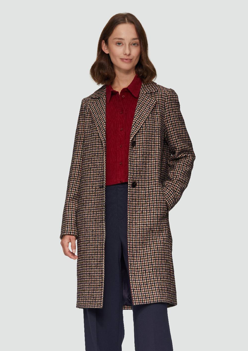 S.Oliver Karierter Mantel Aus Wollmix