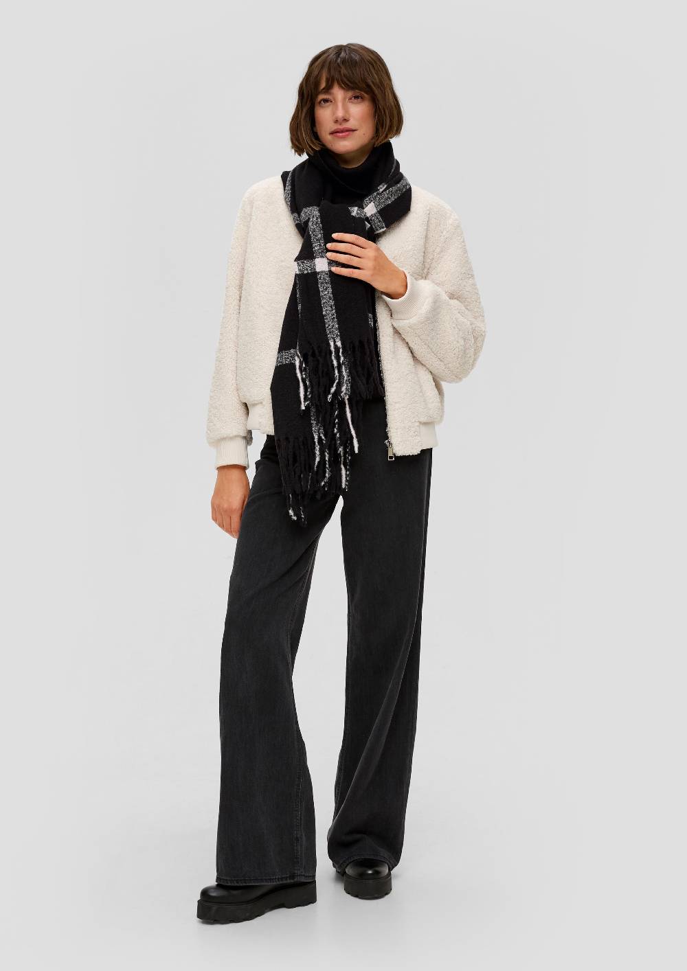 S.Oliver Karierter Schal Mit Fransen