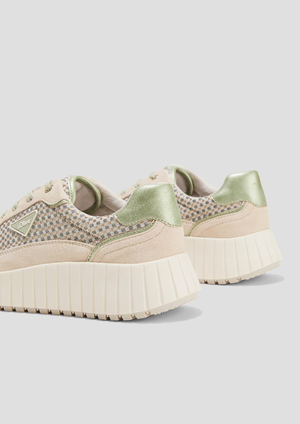 S.Oliver Karierter Sneaker Mit Leder