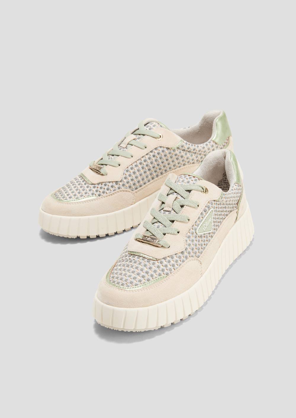 S.Oliver Karierter Sneaker Mit Leder