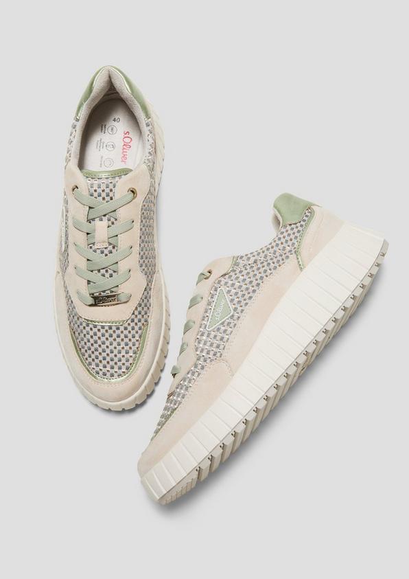 s.Oliver Karierter Sneaker mit Leder