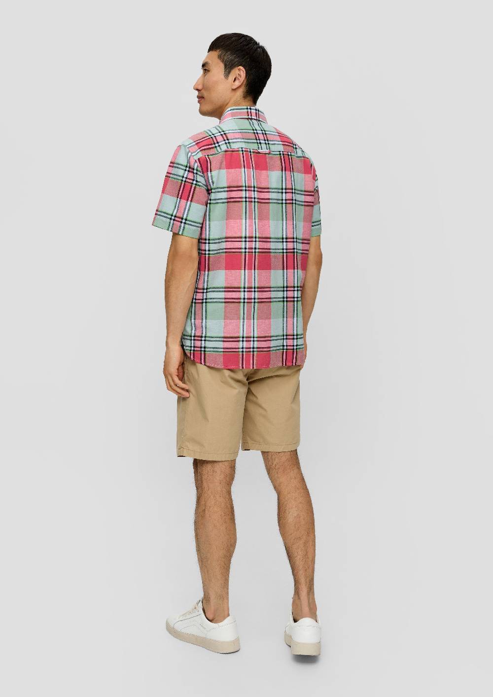 S.Oliver Kariertes Kurzarmhemd Aus Leinenmix