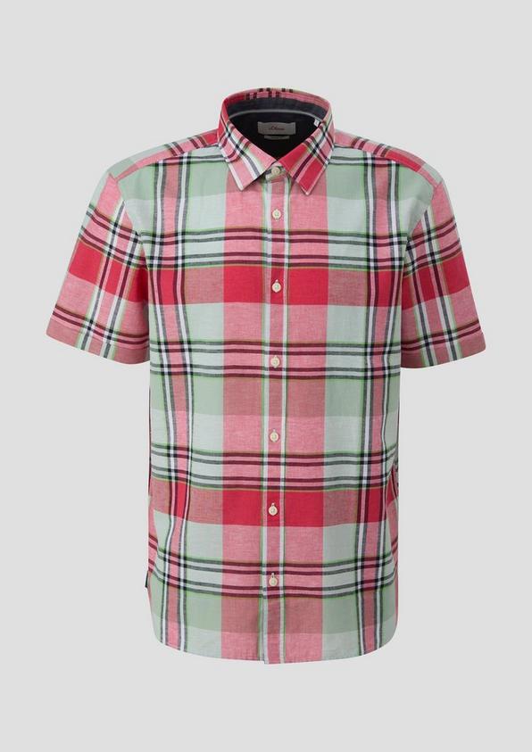 s.Oliver Kariertes Kurzarmhemd aus Leinenmix