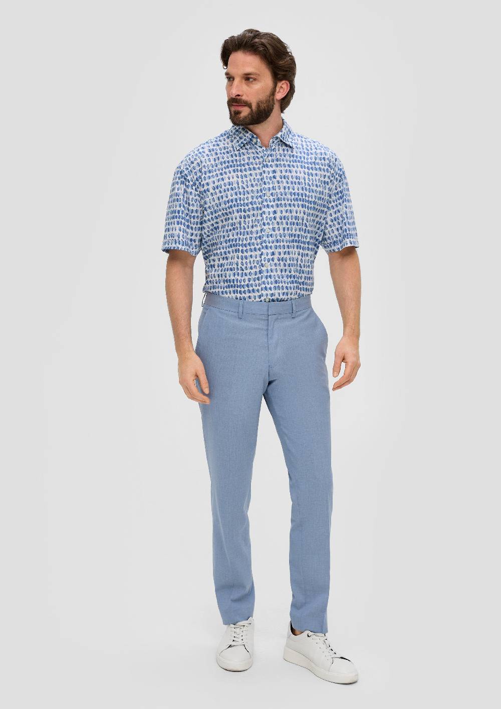 S.Oliver Kurzarmhemd Aus Baumwoll-Viskosemix