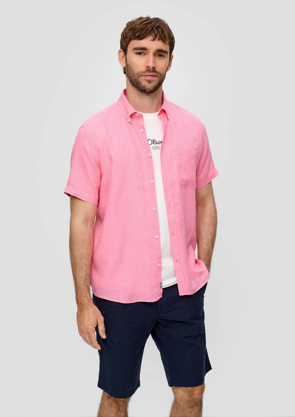 S.Oliver Kurzarmhemd Aus Leinen