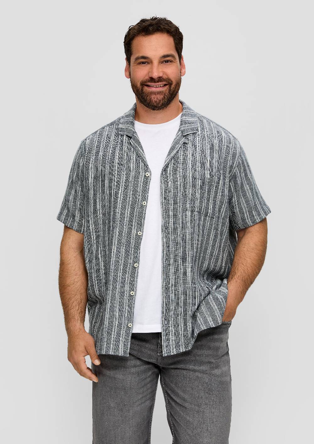 S.Oliver Kurzarmhemd Aus Leinenmix