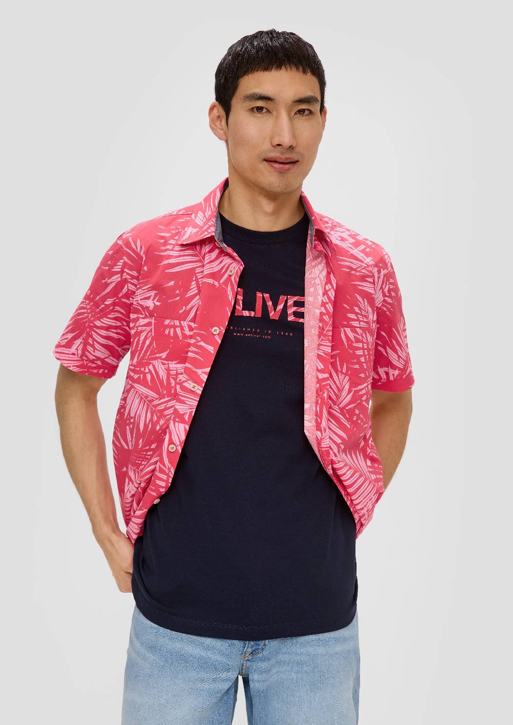 S.Oliver Kurzarmhemd Mit Button-Down-Kragen