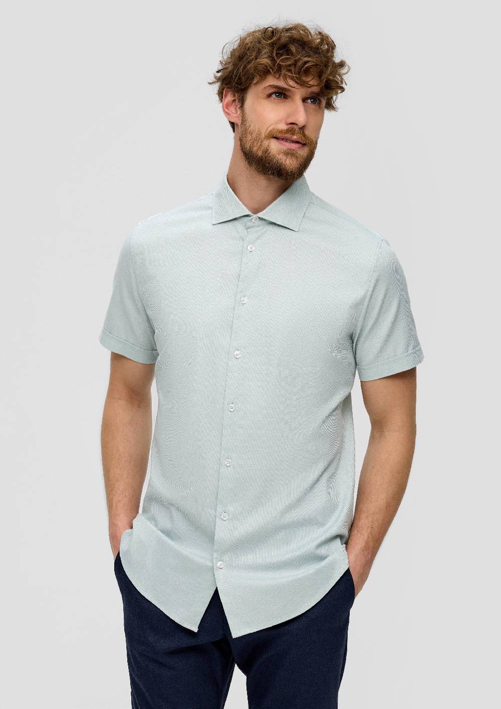 S.Oliver Kurzarmhemd Mit Dobby-Struktur