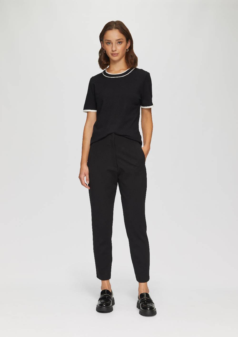 S.Oliver Kurzarmpullover Mit Kontrast-Detail