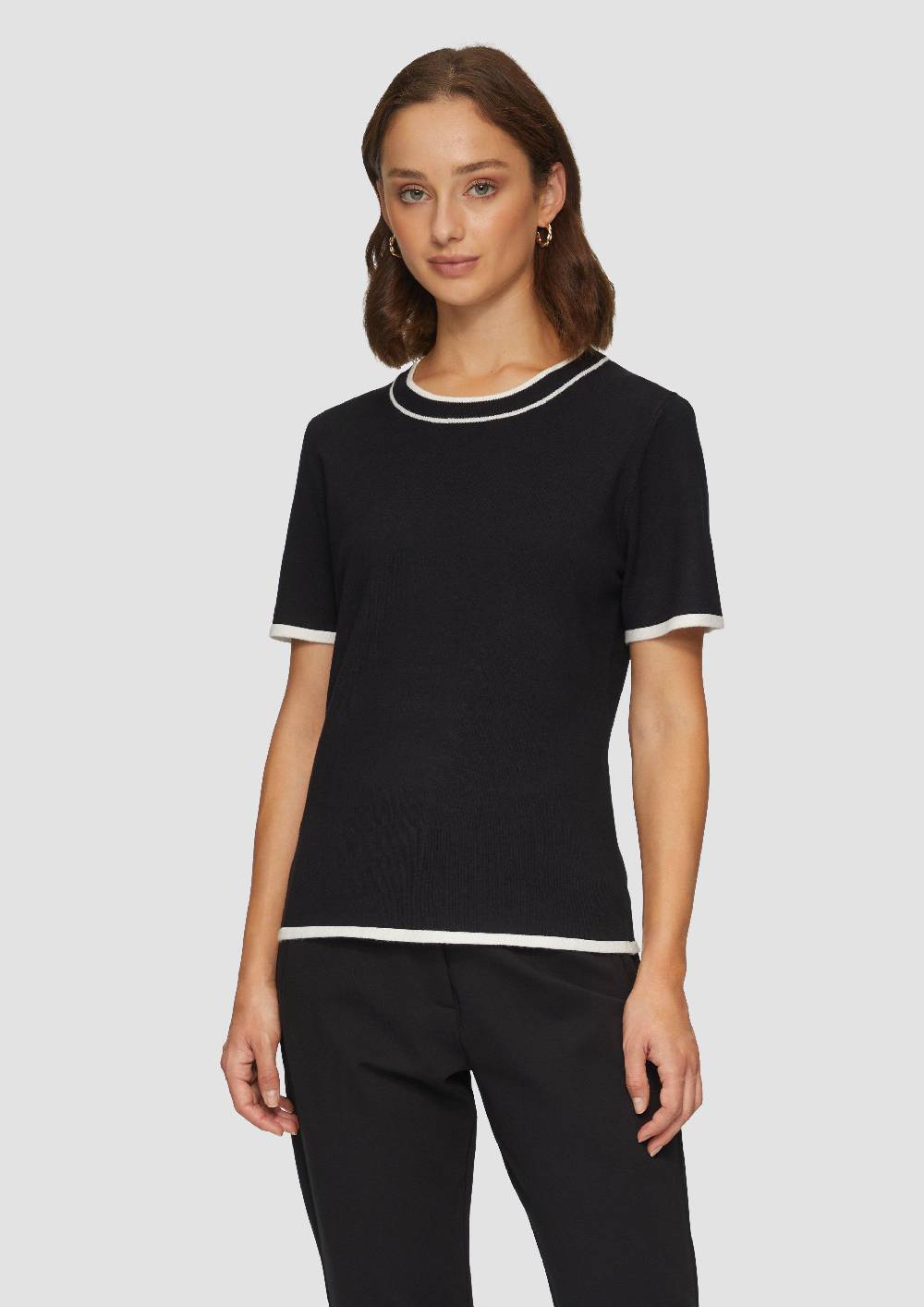 S.Oliver Kurzarmpullover Mit Kontrast-Detail
