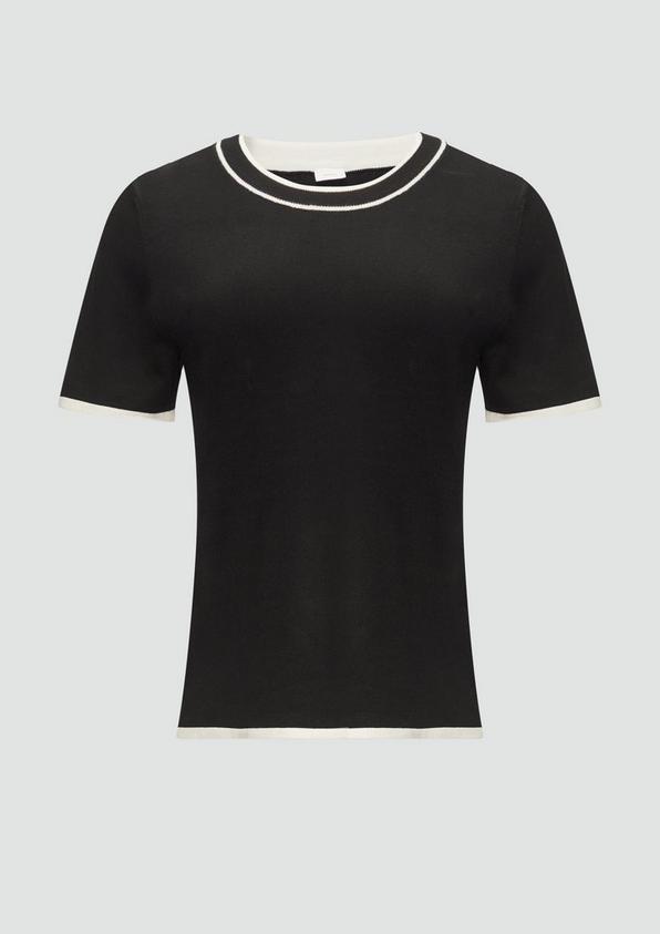 s.Oliver Kurzarmpullover mit Kontrast-Detail