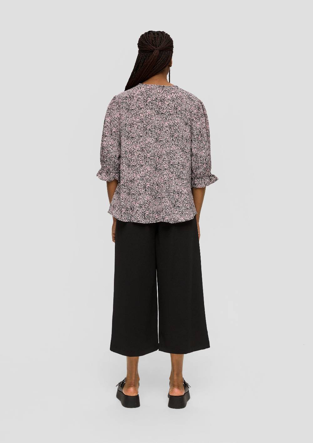 S.Oliver Kurze, Gemusterte Bluse Mit Raffung