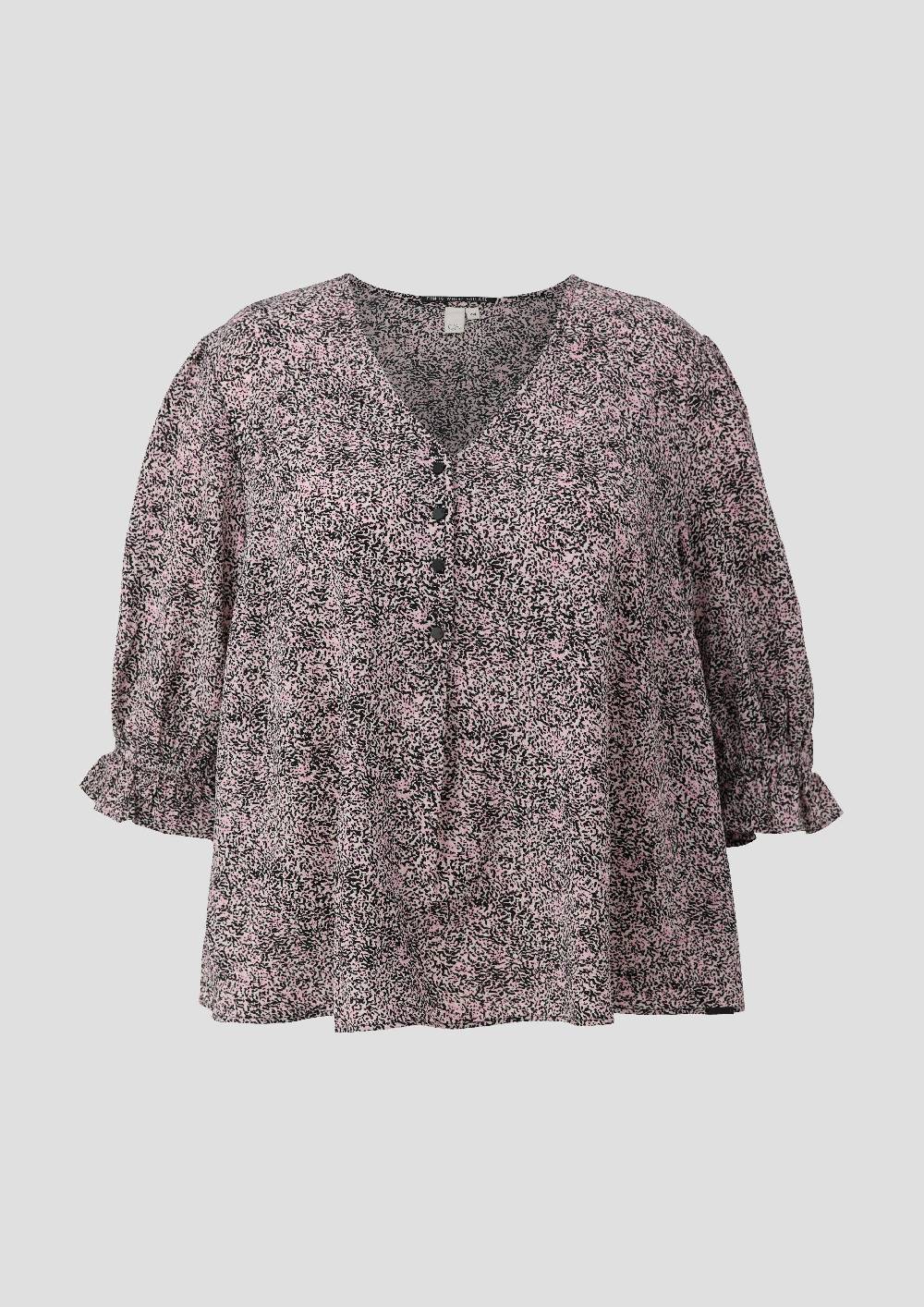 S.Oliver Kurze, Gemusterte Bluse Mit Raffung