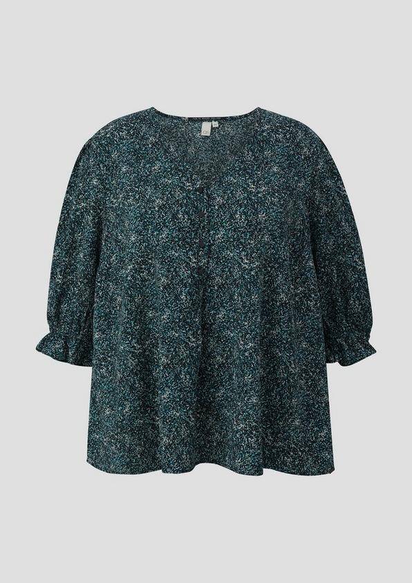 s.Oliver Kurze, gemusterte Bluse mit Raffung