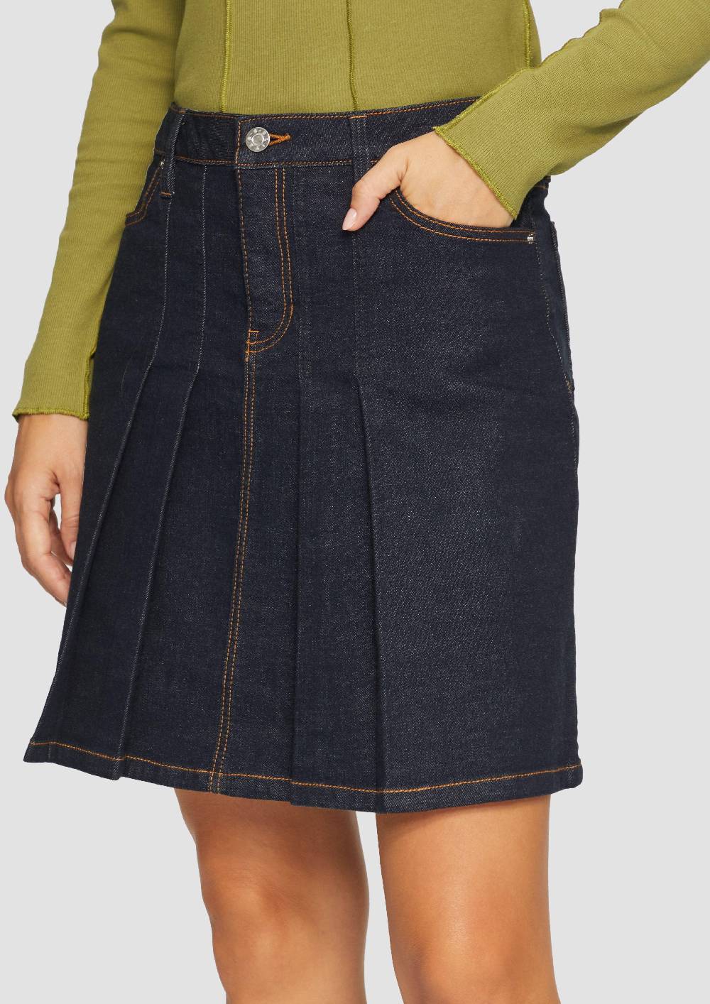 S.Oliver Kurzer Faltenrock Aus Denim