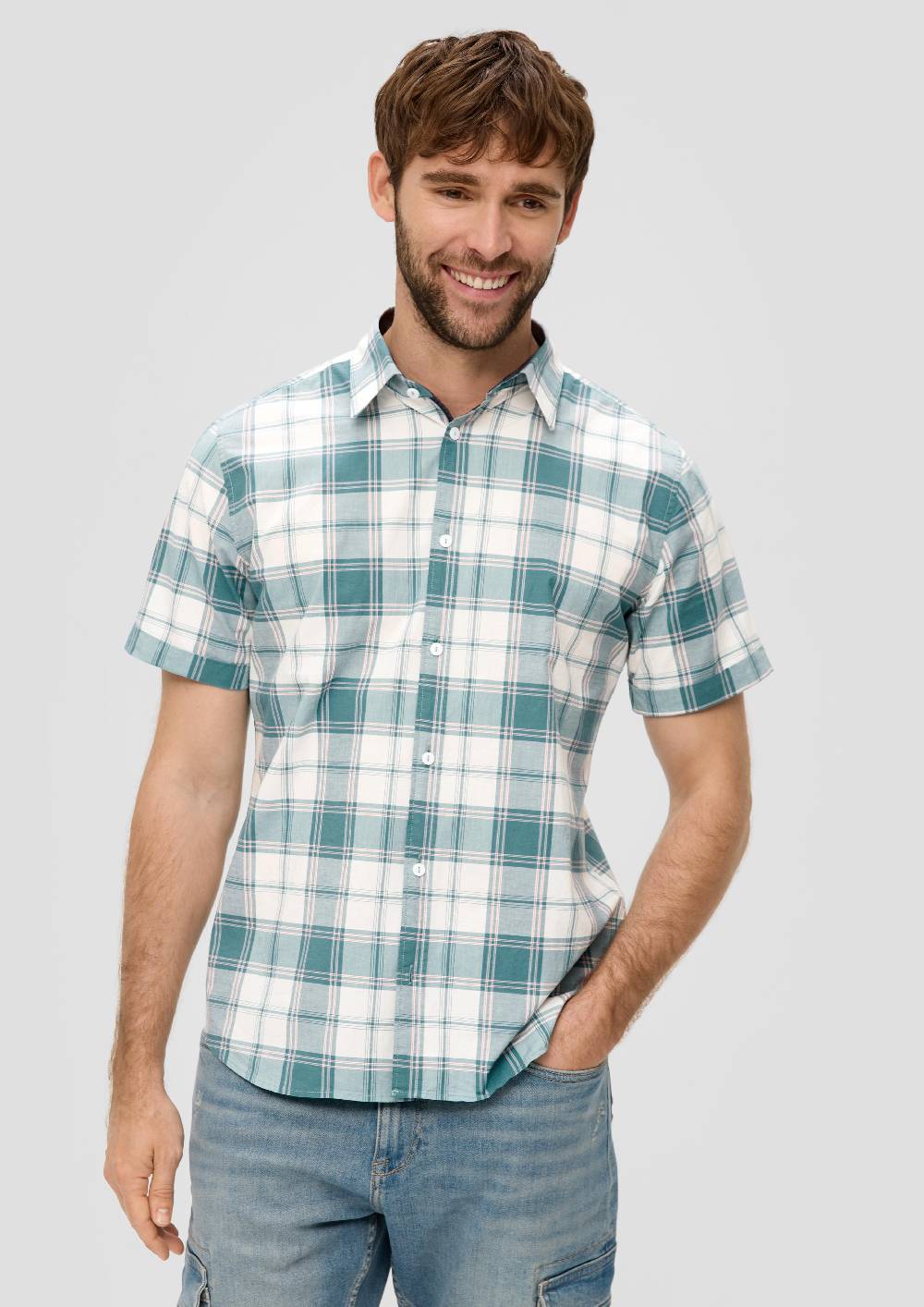 S.Oliver Kurzes Baumwollstretch-Hemd Im Slim Fit