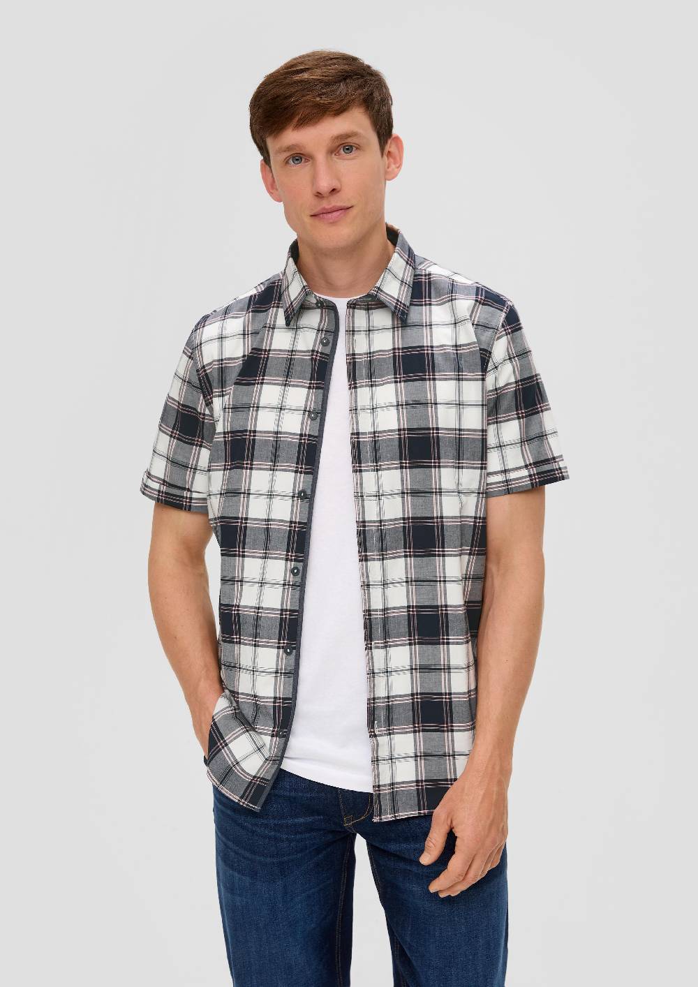S.Oliver Kurzes Baumwollstretch-Hemd Im Slim Fit