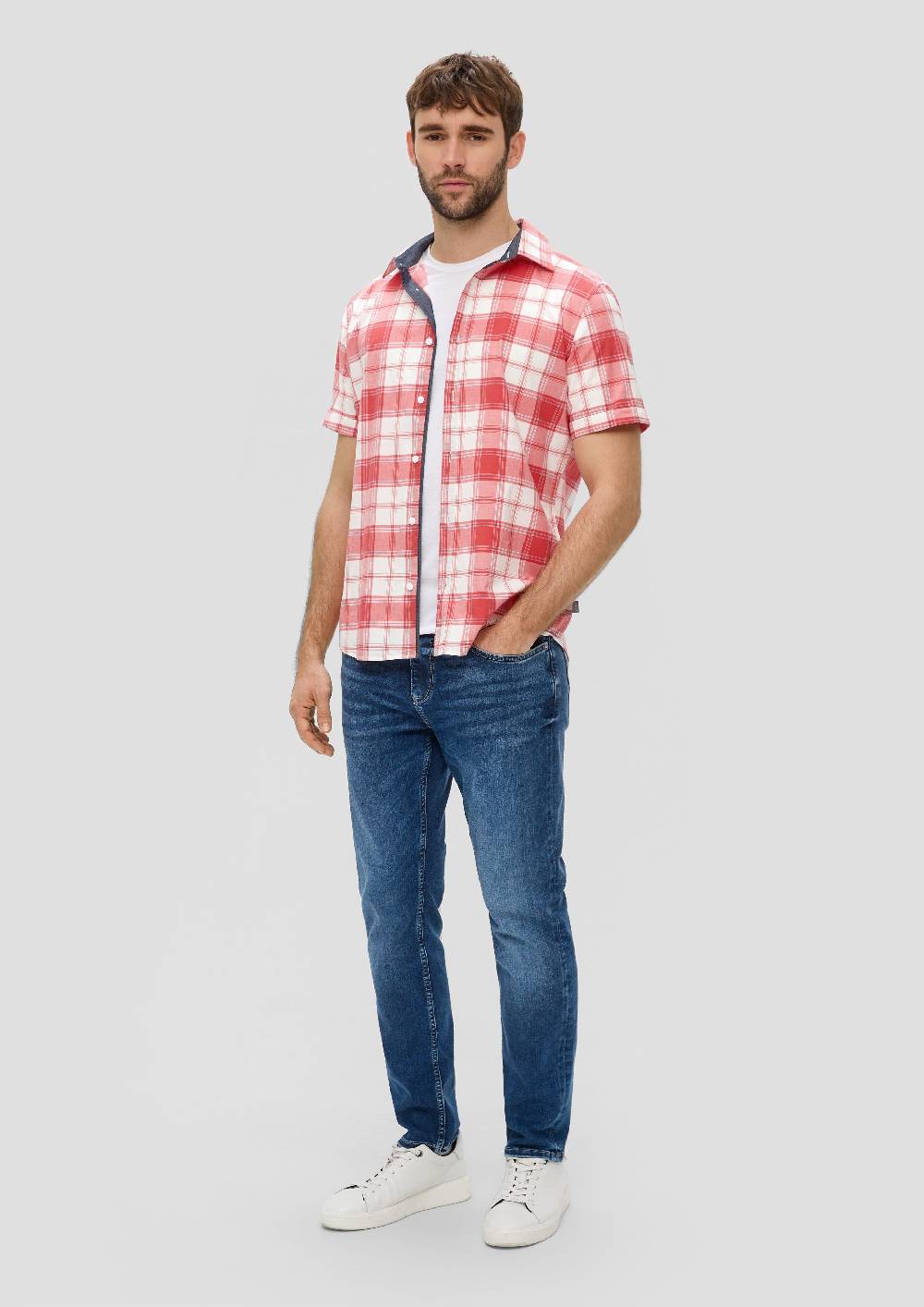 S.Oliver Kurzes Baumwollstretch-Hemd Im Slim Fit